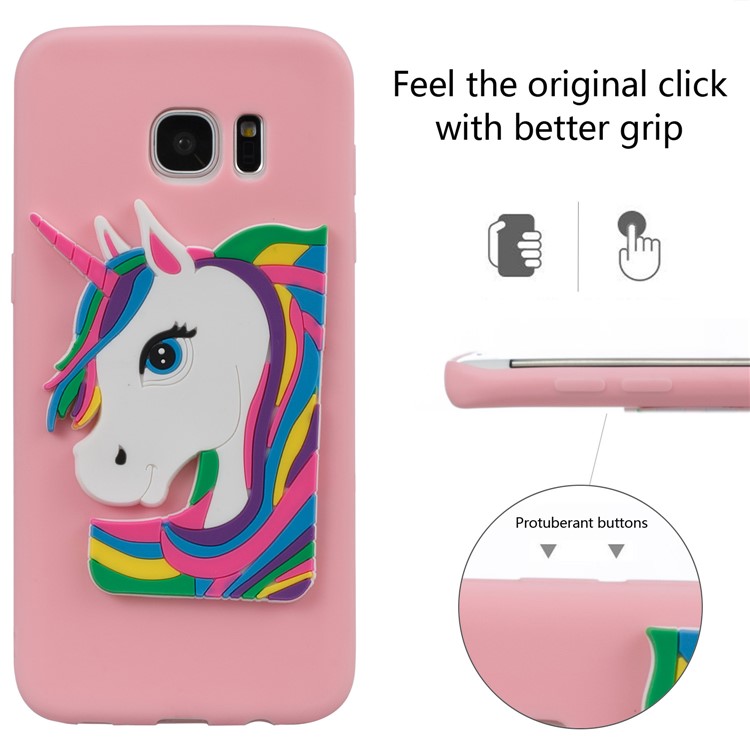 Lovely 3D Unicorn Pattern TPU Phone Cover Case for Samsung Galaxy S7 edge SM-G935 - Pink-3