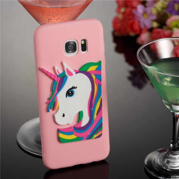 Lovely 3D Unicorn Pattern TPU Phone Cover Case for Samsung Galaxy S7 edge SM-G935 - Pink-4