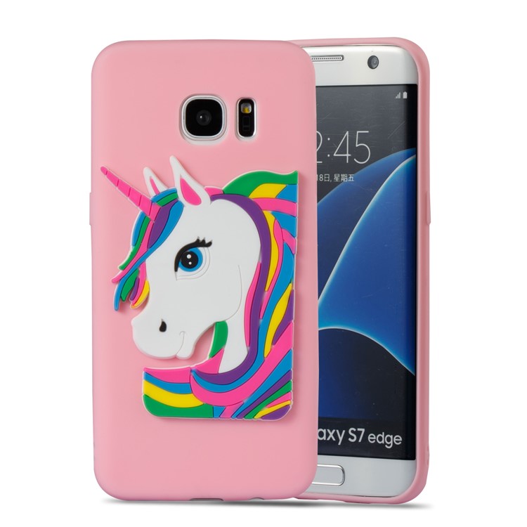 Lovely 3D Unicorn Pattern TPU Phone Cover Case for Samsung Galaxy S7 edge SM-G935 - Pink-5