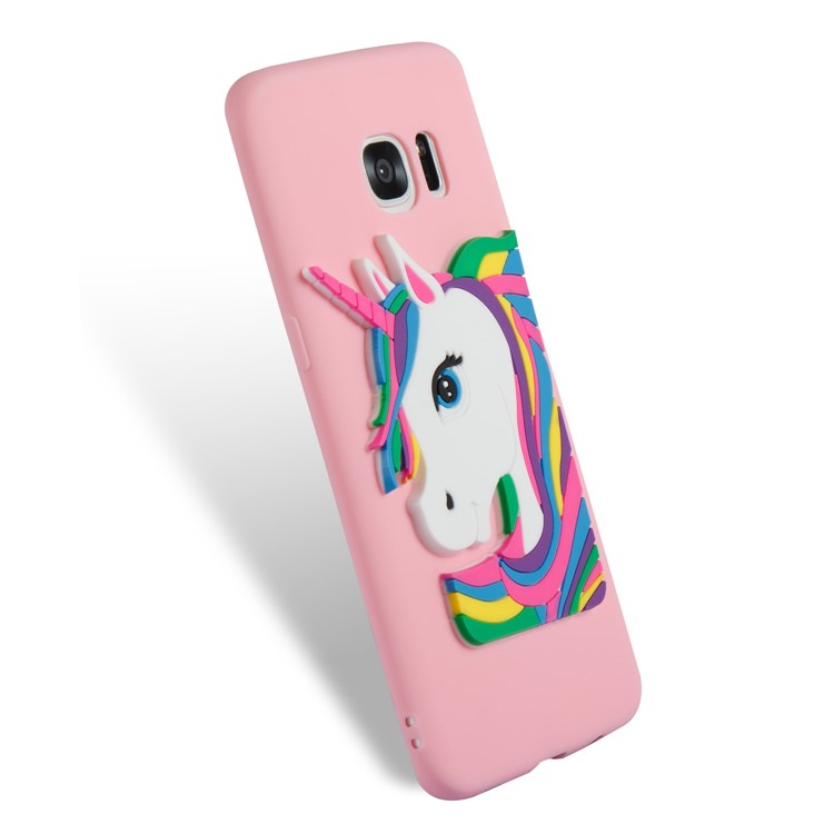 Lovely 3D Unicorn Pattern TPU Phone Cover Case for Samsung Galaxy S7 edge SM-G935 - Pink-6
