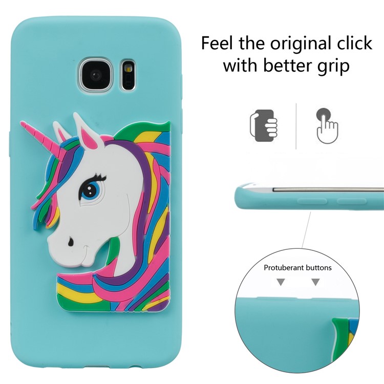 Lovely 3D Unicorn Pattern TPU Cover Shell for Samsung Galaxy S7 edge SM-G935 - Baby Blue-3
