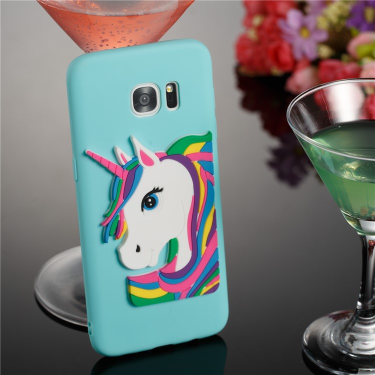 Lovely 3D Unicorn Pattern TPU Cover Shell for Samsung Galaxy S7 edge SM-G935 - Baby Blue-4