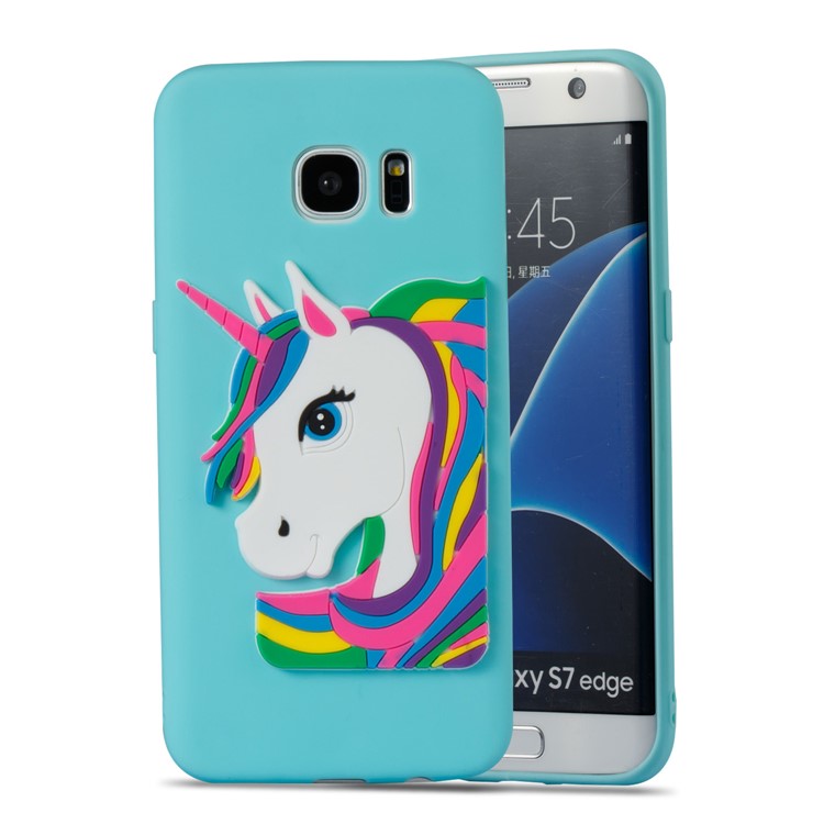 Lovely 3D Unicorn Pattern TPU Cover Shell for Samsung Galaxy S7 edge SM-G935 - Baby Blue-5