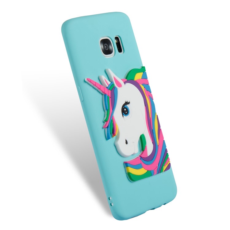 Lovely 3D Unicorn Pattern TPU Cover Shell for Samsung Galaxy S7 edge SM-G935 - Baby Blue-6