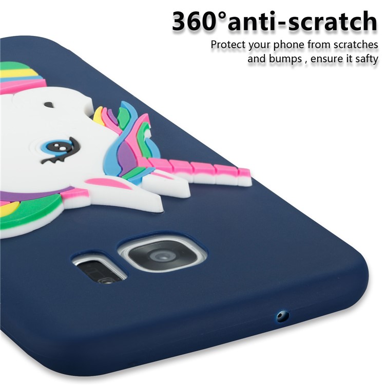 Lovely 3D Unicorn Pattern TPU Soft Case for Samsung Galaxy S7 edge SM-G935 - Dark Blue-2