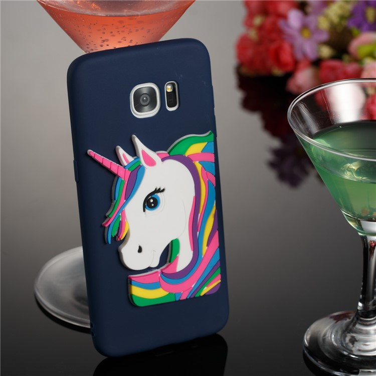 Lovely 3D Unicorn Pattern TPU Soft Case for Samsung Galaxy S7 edge SM-G935 - Dark Blue-4