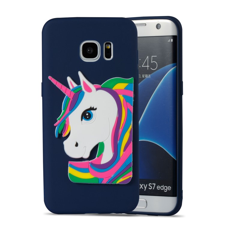 Lovely 3D Unicorn Pattern TPU Soft Case for Samsung Galaxy S7 edge SM-G935 - Dark Blue-5