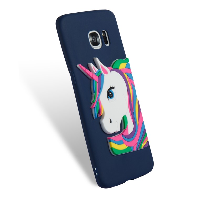 Lovely 3D Unicorn Pattern TPU Soft Case for Samsung Galaxy S7 edge SM-G935 - Dark Blue-6