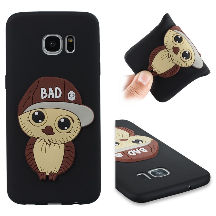 Cute 3D Male Owl Patterned TPU Case for Samsung Galaxy S7 edge SM-G935 - Black-1