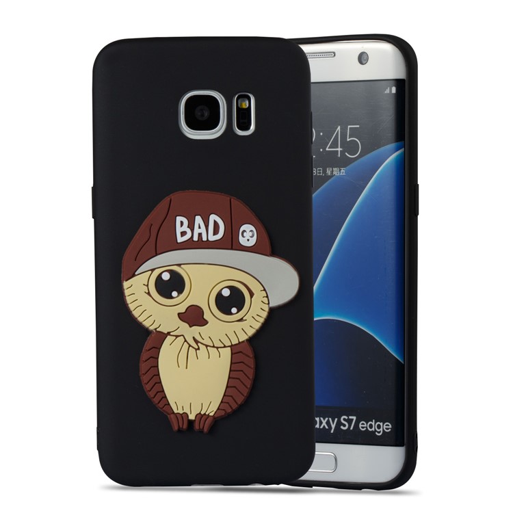 Cute 3D Male Owl Patterned TPU Case for Samsung Galaxy S7 edge SM-G935 - Black-2