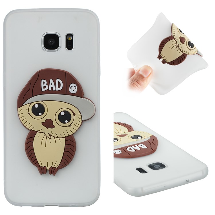 Cute 3D Male Owl Patterned TPU Cover for Samsung Galaxy S7 edge SM-G935 - White-1