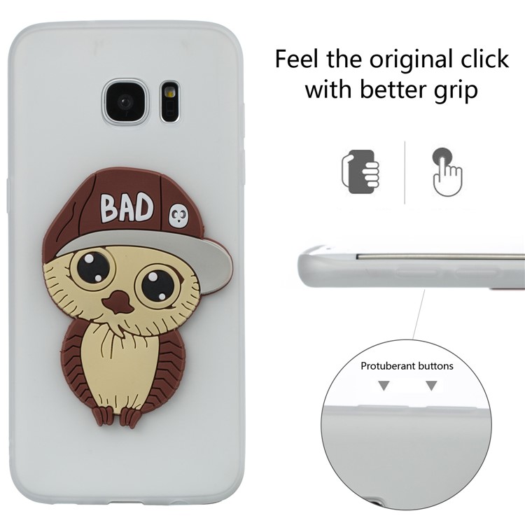 Cute 3D Male Owl Patterned TPU Cover for Samsung Galaxy S7 edge SM-G935 - White-3