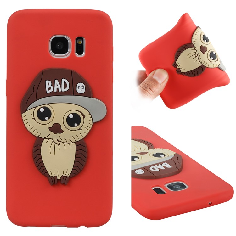Cute 3D Male Owl Patterned TPU Shell for Samsung Galaxy S7 edge SM-G935 - Red-1