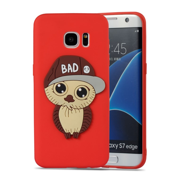 Cute 3D Male Owl Patterned TPU Shell for Samsung Galaxy S7 edge SM-G935 - Red-2