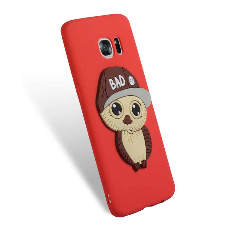 Cute 3D Male Owl Patterned TPU Shell for Samsung Galaxy S7 edge SM-G935 - Red-3