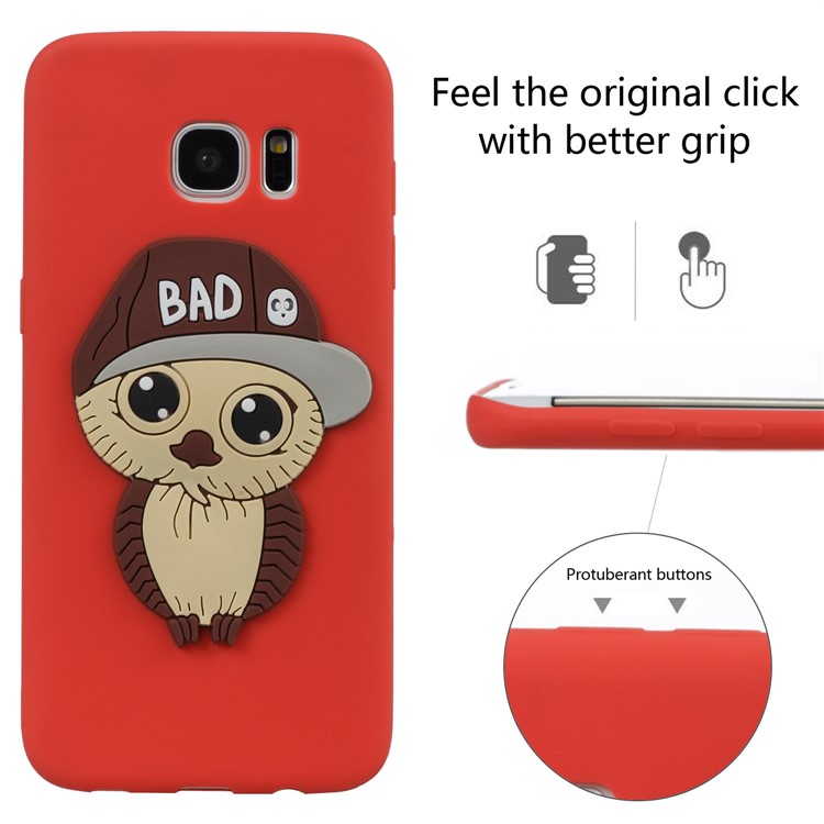 Cute 3D Male Owl Patterned TPU Shell for Samsung Galaxy S7 edge SM-G935 - Red-4