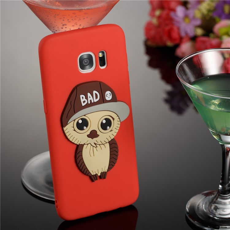 Cute 3D Male Owl Patterned TPU Shell for Samsung Galaxy S7 edge SM-G935 - Red-5