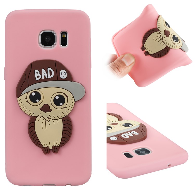 Cute 3D Male Owl Patterned TPU Mobile Phone Casing for Samsung Galaxy S7 edge SM-G935 - Pink-1