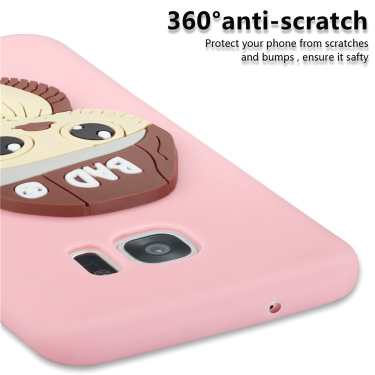Cute 3D Male Owl Patterned TPU Mobile Phone Casing for Samsung Galaxy S7 edge SM-G935 - Pink-2