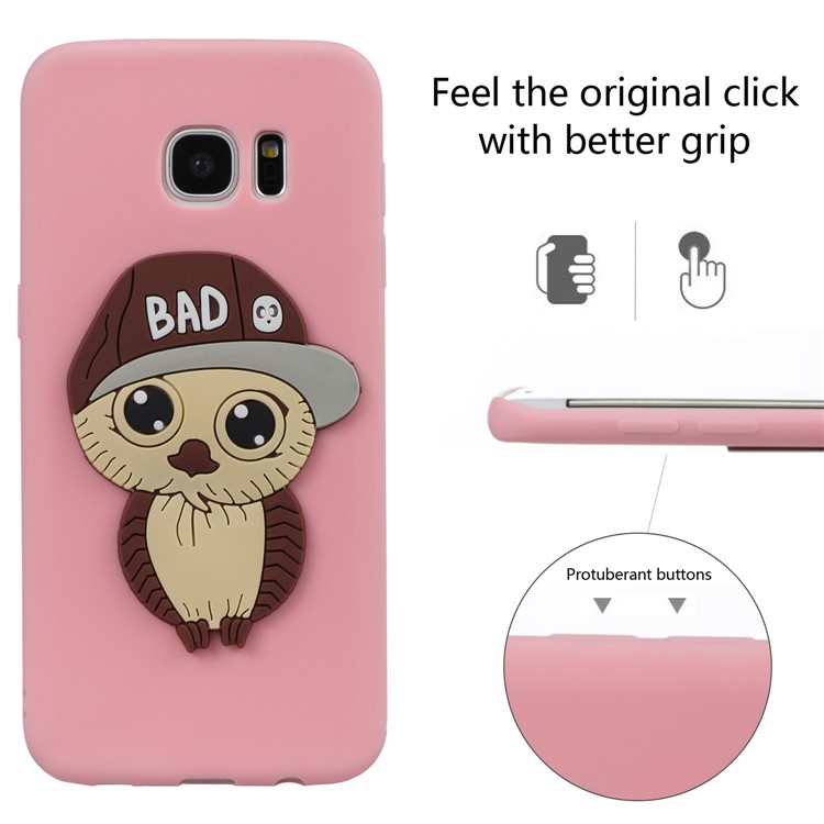 Cute 3D Male Owl Patterned TPU Mobile Phone Casing for Samsung Galaxy S7 edge SM-G935 - Pink-3