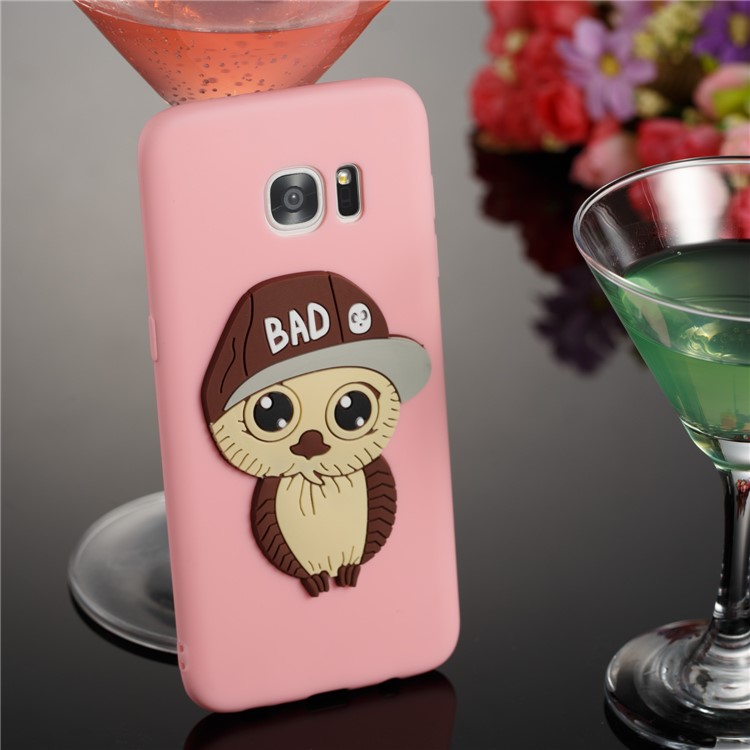 Cute 3D Male Owl Patterned TPU Mobile Phone Casing for Samsung Galaxy S7 edge SM-G935 - Pink-4