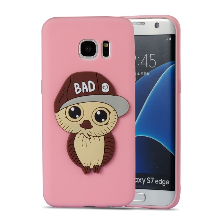 Cute 3D Male Owl Patterned TPU Mobile Phone Casing for Samsung Galaxy S7 edge SM-G935 - Pink-5
