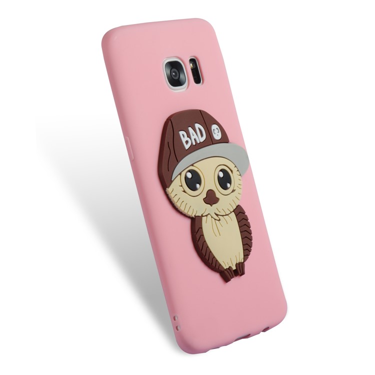 Cute 3D Male Owl Patterned TPU Mobile Phone Casing for Samsung Galaxy S7 edge SM-G935 - Pink-6