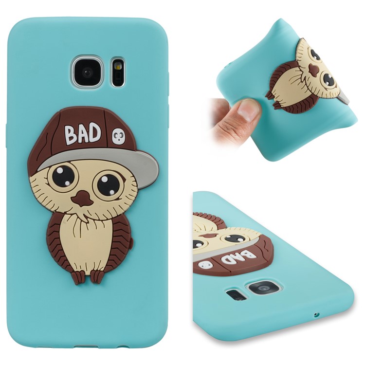 Cute 3D Male Owl Patterned TPU Mobile Cover for Samsung Galaxy S7 edge SM-G935 - Baby Blue-1