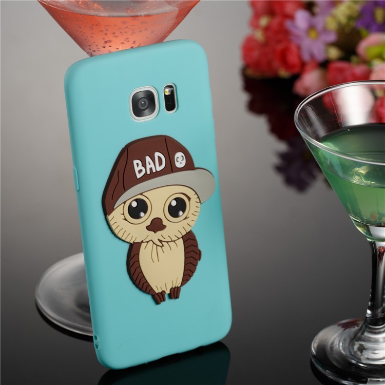 Cute 3D Male Owl Patterned TPU Mobile Cover for Samsung Galaxy S7 edge SM-G935 - Baby Blue-4