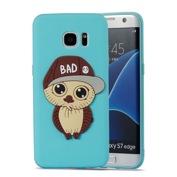 Cute 3D Male Owl Patterned TPU Mobile Cover for Samsung Galaxy S7 edge SM-G935 - Baby Blue-5