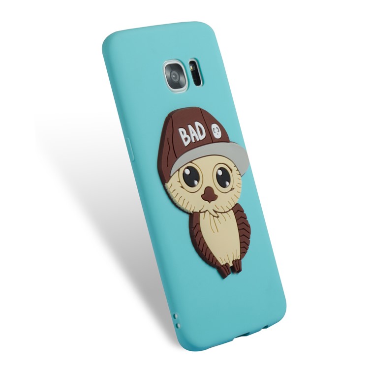 Cute 3D Male Owl Patterned TPU Mobile Cover for Samsung Galaxy S7 edge SM-G935 - Baby Blue-6