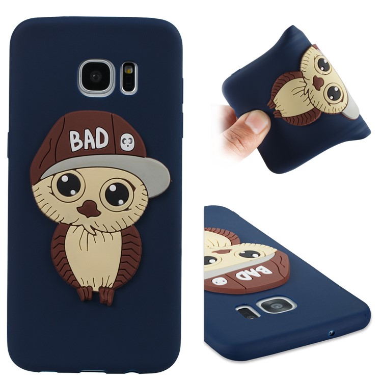 Cute 3D Male Owl Patterned TPU Phone Shell for Samsung Galaxy S7 edge SM-G935 - Dark Blue-1