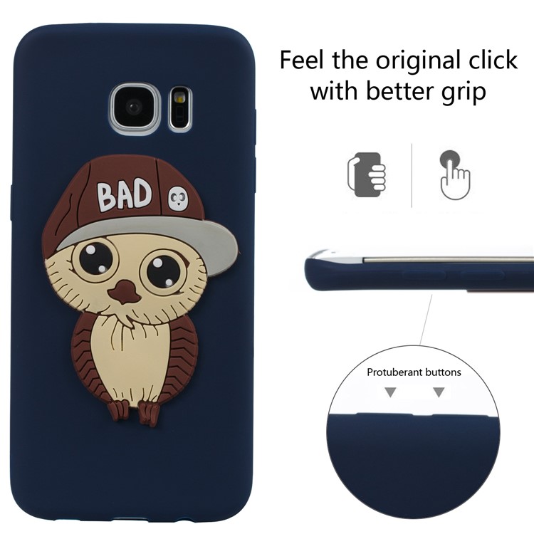 Cute 3D Male Owl Patterned TPU Phone Shell for Samsung Galaxy S7 edge SM-G935 - Dark Blue-2