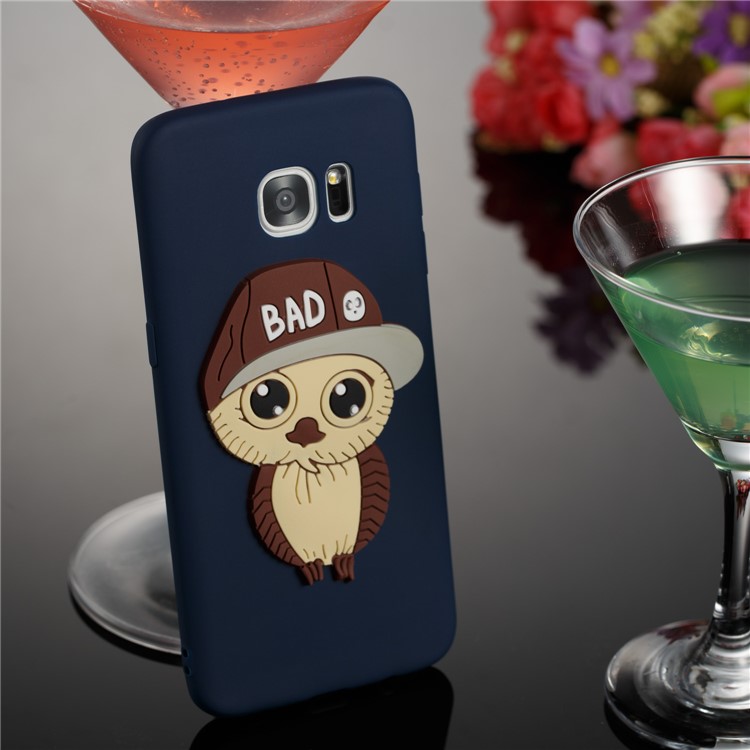 Cute 3D Male Owl Patterned TPU Phone Shell for Samsung Galaxy S7 edge SM-G935 - Dark Blue-4