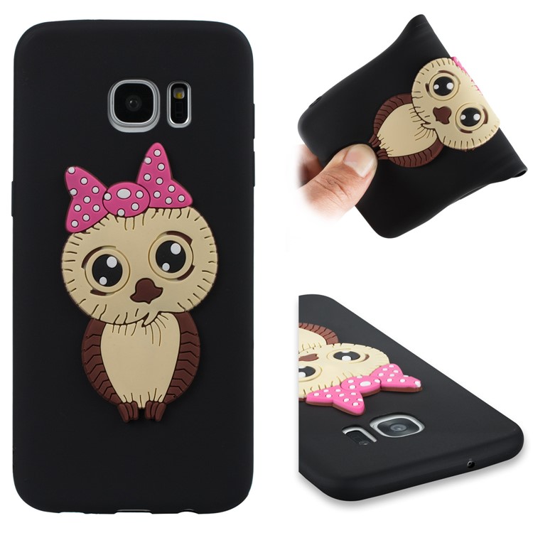 Cute 3D Female Owl Patterned TPU Case for Samsung Galaxy S7 edge SM-G935 - Black-1