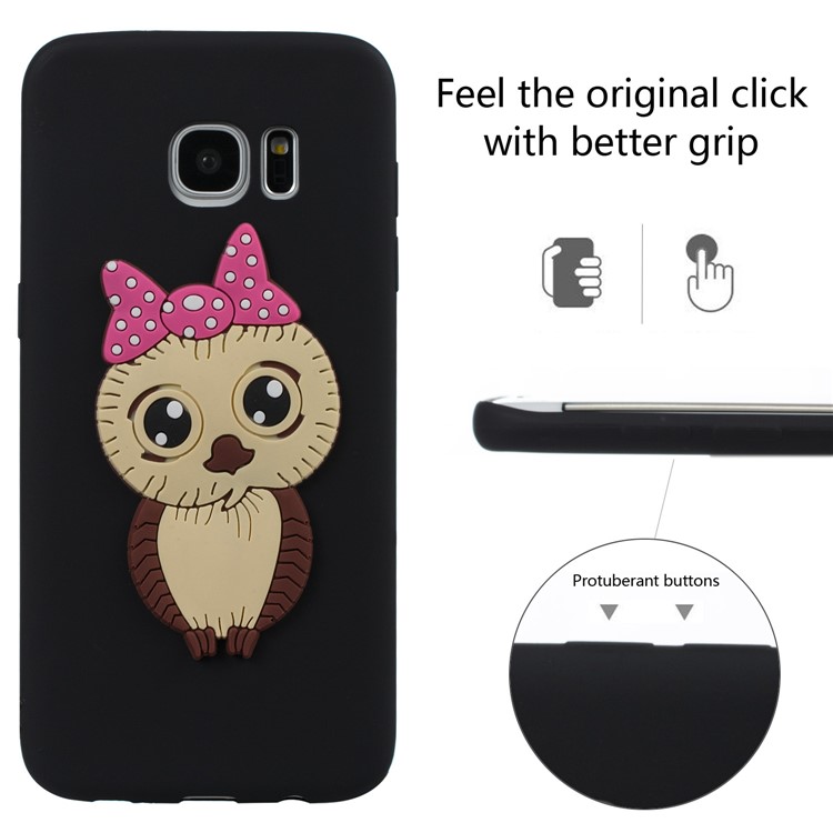 Cute 3D Female Owl Patterned TPU Case for Samsung Galaxy S7 edge SM-G935 - Black-3
