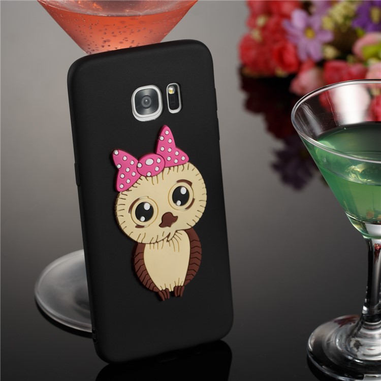 Cute 3D Female Owl Patterned TPU Case for Samsung Galaxy S7 edge SM-G935 - Black-4