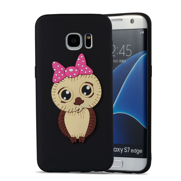 Cute 3D Female Owl Patterned TPU Case for Samsung Galaxy S7 edge SM-G935 - Black-5