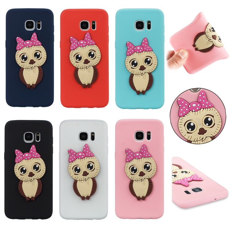 Cute 3D Female Owl Patterned TPU Case for Samsung Galaxy S7 edge SM-G935 - Black-7