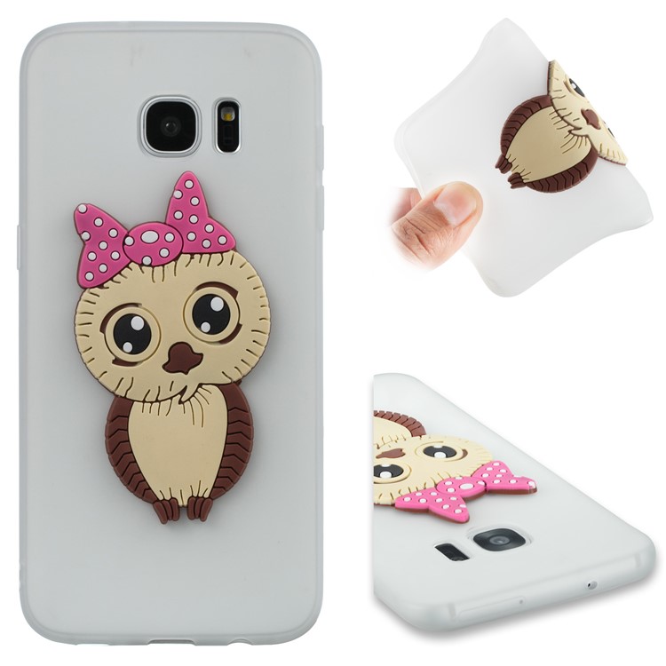 Cute 3D Female Owl Patterned TPU Back Cover for Samsung Galaxy S7 edge SM-G935 - White-1