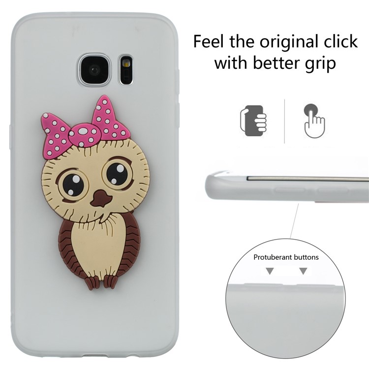 Cute 3D Female Owl Patterned TPU Back Cover for Samsung Galaxy S7 edge SM-G935 - White-3