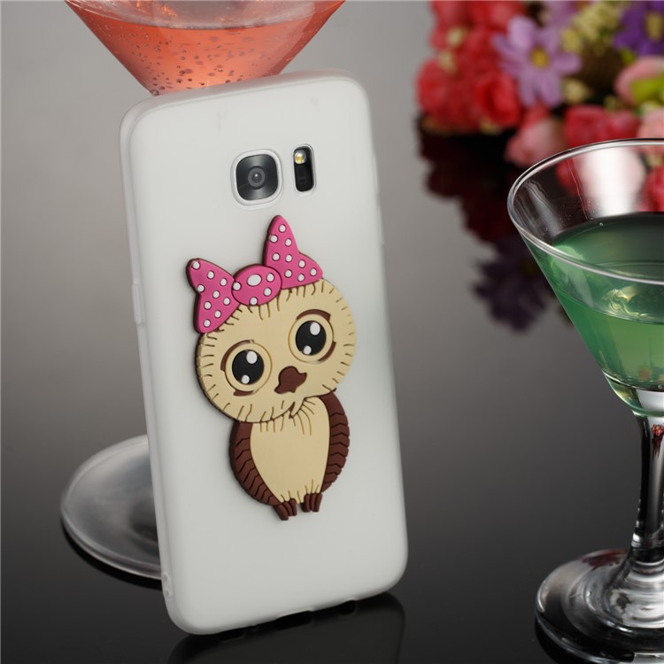 Cute 3D Female Owl Patterned TPU Back Cover for Samsung Galaxy S7 edge SM-G935 - White-4