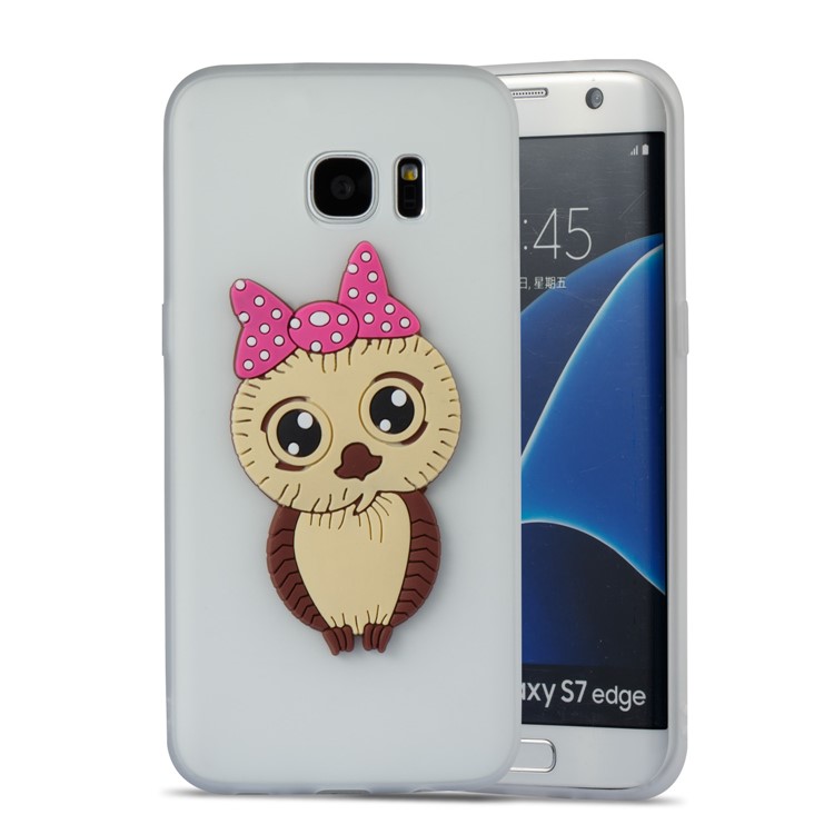 Cute 3D Female Owl Patterned TPU Back Cover for Samsung Galaxy S7 edge SM-G935 - White-5