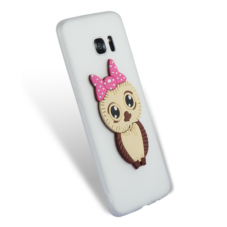 Cute 3D Female Owl Patterned TPU Back Cover for Samsung Galaxy S7 edge SM-G935 - White-6