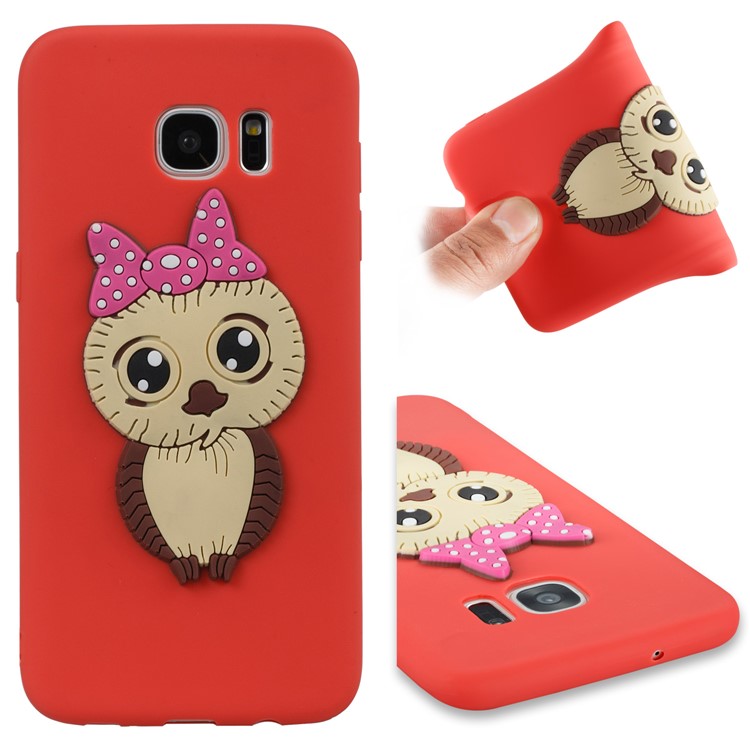 Cute 3D Female Owl Patterned TPU Back Phone Shell for Samsung Galaxy S7 edge SM-G935 - Red-1