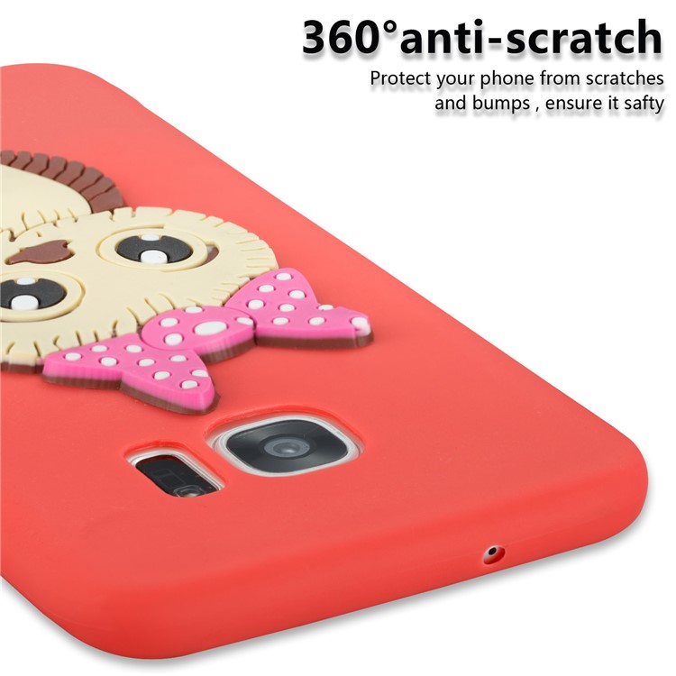 Cute 3D Female Owl Patterned TPU Back Phone Shell for Samsung Galaxy S7 edge SM-G935 - Red-2