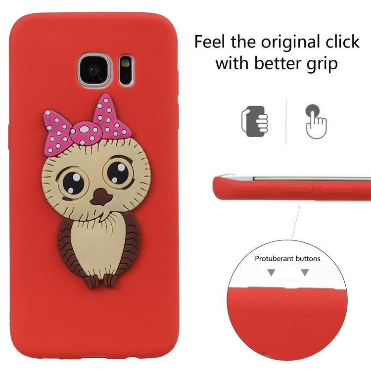 Cute 3D Female Owl Patterned TPU Back Phone Shell for Samsung Galaxy S7 edge SM-G935 - Red-3