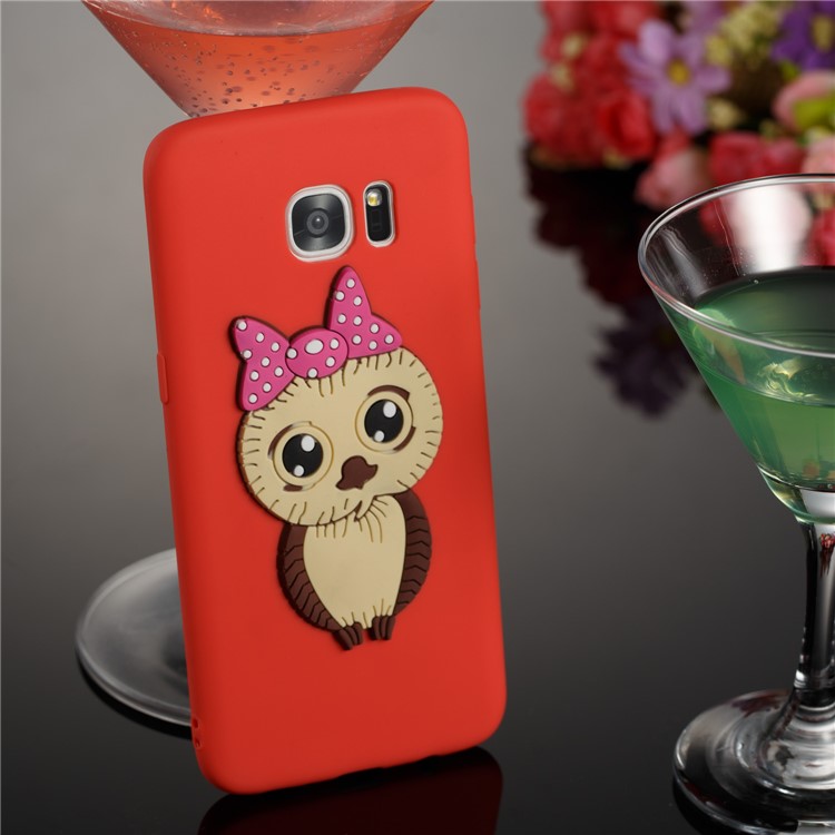 Cute 3D Female Owl Patterned TPU Back Phone Shell for Samsung Galaxy S7 edge SM-G935 - Red-4