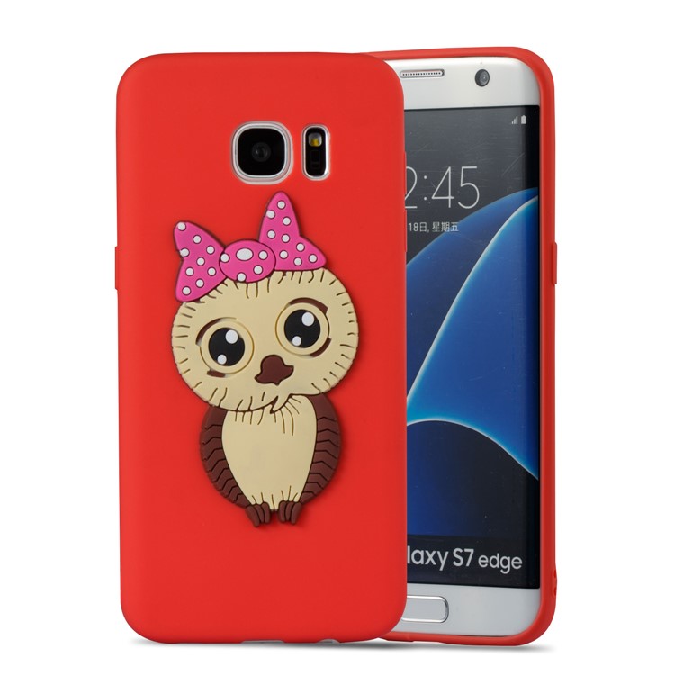 Cute 3D Female Owl Patterned TPU Back Phone Shell for Samsung Galaxy S7 edge SM-G935 - Red-5