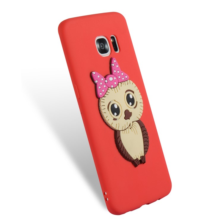 Cute 3D Female Owl Patterned TPU Back Phone Shell for Samsung Galaxy S7 edge SM-G935 - Red-6